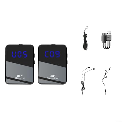 Puupaa UHF Kabelloses Lavalier-Mikrofon, 5 Kanäle, 50 m Reichweite, In-Ear-Monitor mit niedriger Latenz für DSLR, Smartphone, Live-Streaming, Interviews, Studioaufnahmen (eins zu eins) von Puupaa