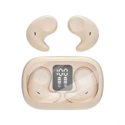 Puupaa Unsichtbare Schlaf-Kopfhörer für Seitenschläfer, wasserdicht, Bluetooth, Geräuschunterdrückung, Schlaf-Ohrhörer für Damen und Herren, Arbeit (Beige) von Puupaa