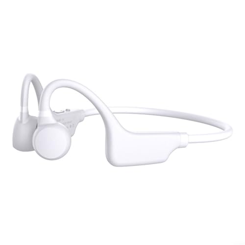 Puupaa X1 Knochenleitungs-Bluetooth-Kopfhörer, kabellose Sport-Kopfhörer mit TF-Karten-Unterstützung, Rauschunterdrückung, offenes Ohr-Design, integriertes Mikrofon, 7-8 Stunden Spielzeit (weiß) von Puupaa