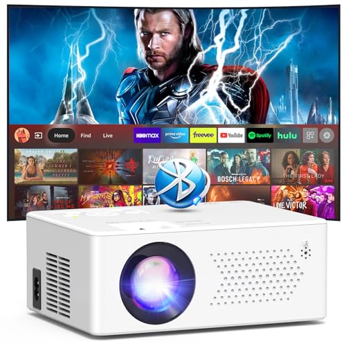 Puxinat Beamer, Mini Beamer Bluetooth5.2 Full HD 1080P Tragbarer Outdoor/Heimkino Projektor, 50% Zoom 200-Zoll-Display, Kompatibel mit TV Stick/HDMI/Smartphone/Spielkonsole/USB [Inkl. Fernbedienung] von Puxinat