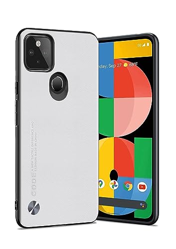Puxssul Hülle für Google Pixel 5, Anti-Fingerabdrücke Kunstleder Rückseite + Weiche TPU Stoßfeste Langlebige Kanten, Anti-Kratzer Slim Fit Kamera Schutzhülle Handyhülle für Google Pixel 5, Weiß von Puxssul
