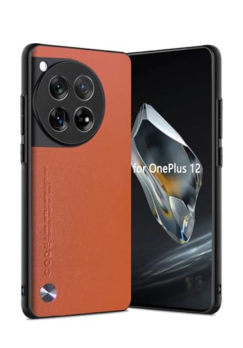 Puxssul für Oneplus 12 5G Hülle, weiche TPU Premium Kunstleder Ultra Lightweight Schock und Kratzer resistent Leder Hülle für Oneplus 12 5G (Orange) von Puxssul