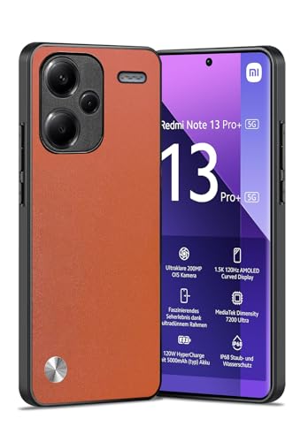 Puxssul für Xiaomi Redmi Note 13 Pro+ Plus Hülle, weiche TPU Kunstleder Hülle,Extrem leichte Ultraleichte Kameraschutz Lederhülle für Xiaomi Redmi Note 13 Pro (Orange) von Puxssul