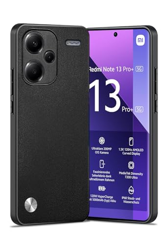 Puxssul für Xiaomi Redmi Note 13 Pro+ Plus Hülle, weiche TPU Kunstleder Hülle,Extrem leichte Ultraleichte Kameraschutz Lederhülle für Xiaomi Redmi Note 13 Pro (Schwarz) von Puxssul