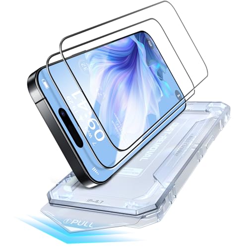 PuyaTeya Unbreak Top 9H+ Schutzfolie für Panzerglas für iPhone 15 Pro MAX, 12FT Militär-Standard Stoßfest + ultimative Langlebig, 1:1 Vollabdeckung, Blasenfrei einfache Installation, 2 Stück von PuyaTeya