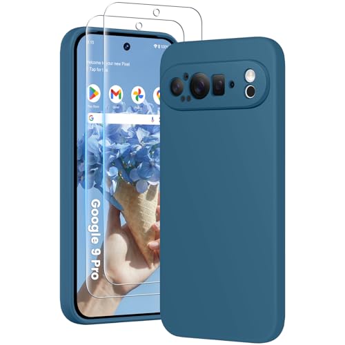 PuyaTeya 3 in 1 Hülle für Google Pixel 9 pro, mit 2 Stück 9H Panzerglas Premium Liquid Silikon Hülle, mit 4-Layer stoßfeste abriebfestes, Soft Mikrofaserfutter Kratzfes Schutzhülle (bei Nacht Blue) PuyaTeya 3 in 1 Hülle für Google Pixel 9 pro, mit 2 Stück 9H Panzerglas Premium Liquid Silikon Hülle, mit 4-Layer stoßfeste abriebfestes, Soft Mikrofaserfutter Kratzfes Schutzhülle (bei Nacht Blue) von PuyaTeya