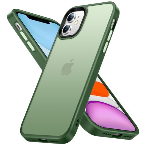 PuyaTeya Handyhülle für iPhone 11 Hülle, Minimalistische Transluzente Matte Schutzhülle, Stoßfest Kratzfest rutschfeste Handyhülle für iPhone 11 (Dunkelgrün) von PuyaTeya