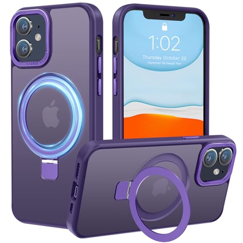 PuyaTeya Handyhülle für iPhone 11 Hülle, [mit Unsichtbarem Ständer ] [mit MagSafe] Stoßfeste Kratzfeste Schutzhülle Anti-Fingerabdruck [Transluzente Matte] Hülle iPhone 11 6.1"(Dunkel Lila) von PuyaTeya