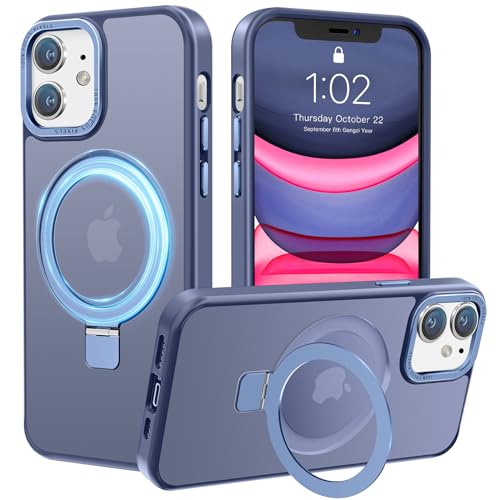 PuyaTeya Handyhülle für iPhone 11 Hülle,[mit Unsichtbarem Ständer ][mit MagSafe] Stoßfeste Kratzfeste Schutzhülle Anti-Fingerabdruck [Transluzente Matte] Hülle iPhone 11 6.1"（Far Peak Blue） von PuyaTeya