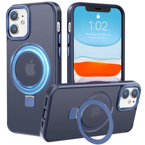 PuyaTeya Handyhülle für iPhone 11 Hülle,[mit Unsichtbarem Ständer ][mit MagSafe] Stoßfeste Kratzfeste Schutzhülle Anti-Fingerabdruck [Transluzente Matte] Hülle iPhone 11 6.1"（Navy Blau） von PuyaTeya