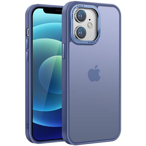 PuyaTeya Handyhülle für iPhone 12 Hülle, iPhone 12 Pro Hülle, [Matt Ölabweisend Schutzhülle] Stoßfeste Kratzfeste Fingerabdruck-resistent Handyhülle iPhone 12/12 Pro 6.1 Zoll (Far Peak Blue) von PuyaTeya