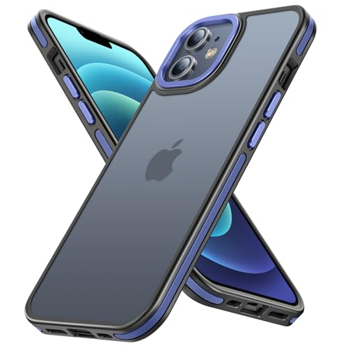 PuyaTeya Handyhülle für iPhone 12 Hülle, iPhone 12 pro Hülle, [Military Stoßfest] [Transluzente Matte Schutzhülle] Fingerabdruck-resistent Hülle iPhone 12/12pro 6.1" (Far Peak Blue) von PuyaTeya