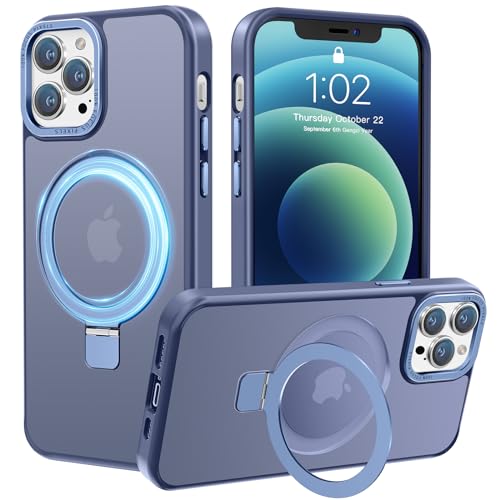 PuyaTeya Handyhülle für iPhone 12 Hülle,iPhone 12 Pro Hülle, [mit Unsichtbarem Ständer ][mit MagSafe] Kratzfeste Anti-Fingerabdruck [Transluzente Matte] Hülle iPhone 12/12 pro 6.1"(Far Peak Blue) von PuyaTeya