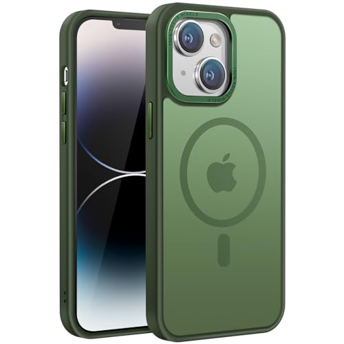 PuyaTeya Handyhülle für iPhone 14 Hülle, für MagSafe [Matt Ölabweisend Schutzhülle] Stoßfeste Kratzfeste Fingerabdruck-resistent Handyhülle iPhone 14 6.1 Zoll (Dunkel Grün) von PuyaTeya