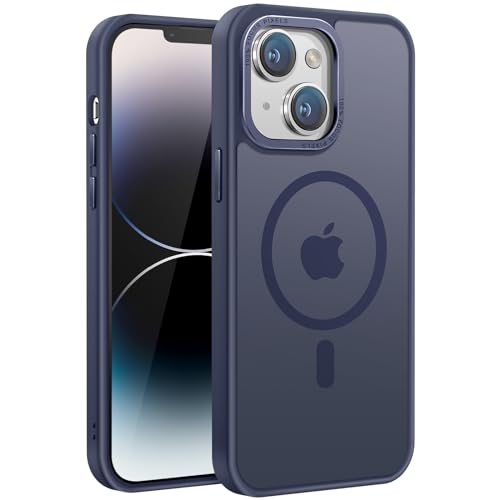 PuyaTeya Handyhülle für iPhone 14 Hülle, für MagSafe [Matt Ölabweisend Schutzhülle] Stoßfeste Kratzfeste Fingerabdruck-resistent Handyhülle iPhone 14 6.1 Zoll (Navy Blau) von PuyaTeya