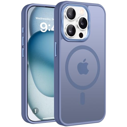 PuyaTeya Handyhülle für iPhone 15 pro Hülle, für MagSafe [Matt Ölabweisend Schutzhülle] Stoßfeste Kratzfeste Fingerabdruck-resistent Handyhülle iPhone 15 pro 6.1 Zoll (Far Peak Blue) von PuyaTeya