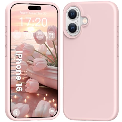 PuyaTeya Liquid Silikon handyhülle für iPhone 16 hülle, Hochwertiges Silikon, Ganzkörperschutz - 4 Schichten stoßfeste Handyhülle, kratzfestes weiches Mikrofaserfutter(Rosa) von PuyaTeya