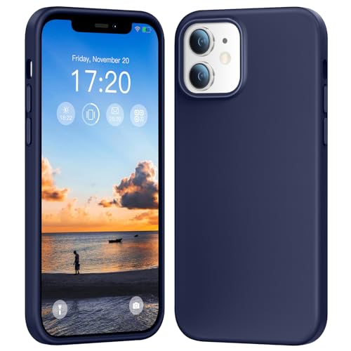 PuyaTeya Liquid Silikon handyhülle für iPhone 12 hülle,iPhone 12 Pro hülle, Hochwertiges Silikon-4 Schichten stoßfeste Handyhülle, kratzfestes weiches Mikrofaserfutter 6.1 Zoll (Marineblau) von PuyaTeya