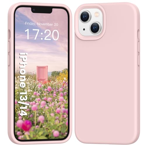 PuyaTeya Liquid Silikon handyhülle für iPhone 14 hülle, iPhone 13 hülle, Hochwertiges Silikon, weiches Mikrofaserfutter, Ganzkörperschutz - 4 Schichten Stoßfeste kratzfestes Hülle (Rosa) von PuyaTeya
