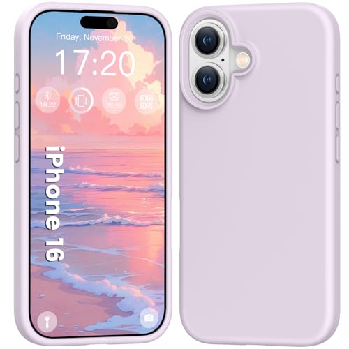 PuyaTeya Liquid Silikon handyhülle für iPhone 16 hülle, Hochwertiges Silikon, Ganzkörperschutz - 4 Schichten stoßfeste Handyhülle, kratzfestes weiches Mikrofaserfutter(Hell Lila) von PuyaTeya