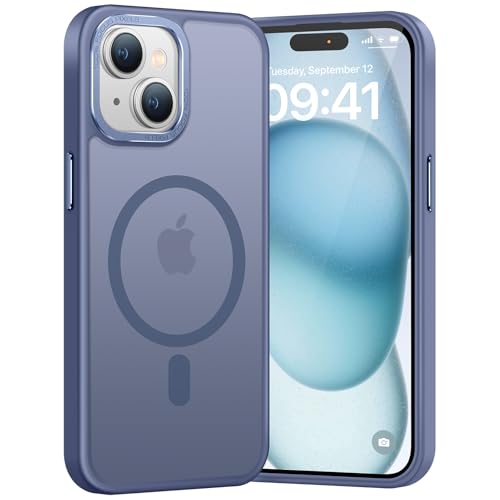 PuyaTeya Magnetisch für iPhone 15 Hülle, für Mag-Safe [TOP Magnetische Adsorption] [Militärschutz] Schutzhülle Samtige Touch Matt Anti-Kratzen Handyhülle für iPhone 15 (Far Peak Blue) von PuyaTeya