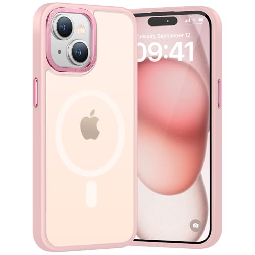 PuyaTeya Magnetisch für iPhone 15 Hülle, für Mag-Safe [TOP Magnetische Adsorption] [Militärschutz] Schutzhülle Samtige Touch Matt Anti-Kratzen Handyhülle für iPhone 15 (Rosa) von PuyaTeya
