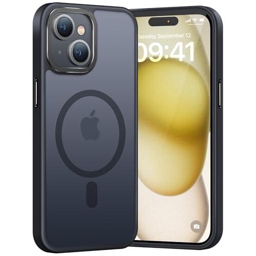 PuyaTeya Magnetisch für iPhone 15 Hülle, für Mag-Safe [TOP Magnetische Adsorption] [Militärschutz] Schutzhülle Samtige Touch Matt Anti-Kratzen Handyhülle für iPhone 15 (Schwarz) von PuyaTeya