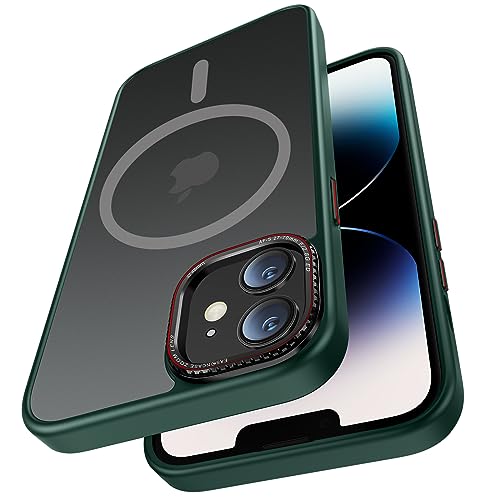 PuyaTeya handyhülle für iPhone 12 Hülle,iPhone 12 pro Hülle，[mit MagSafe] Kratzfeste Schutzhülle，[Transluzente Matte] [Anti-Fingerabdruck] Hülle für iPhone 12/iPhone 12 pro 6.1"(Dunkel Grün) von PuyaTeya