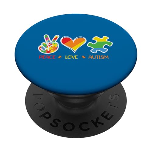 Frieden Liebe Autistische Kinder Autismusbewusstsein Neurodiversität PopSockets Klebender PopGrip Frieden Liebe Autistische Kinder Autismusbewusstsein Neurodiversität PopSockets Klebender PopGrip von Puzzle Vibes Autism Family Apparel.USA
