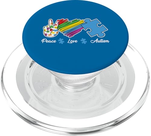 Frieden Liebe Autistische Kinder Autismusbewusstsein Neurodiversität PopSockets PopGrip für MagSafe von Puzzle Vibes Autism Family Apparel.USA