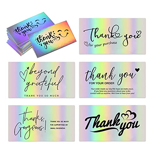 300 Stück Thanksgiving-Karten für kleine Unternehmen, 6 Stile Vielen Dank für die Unterstützung von holografischen Dankeskarten von Pvczool