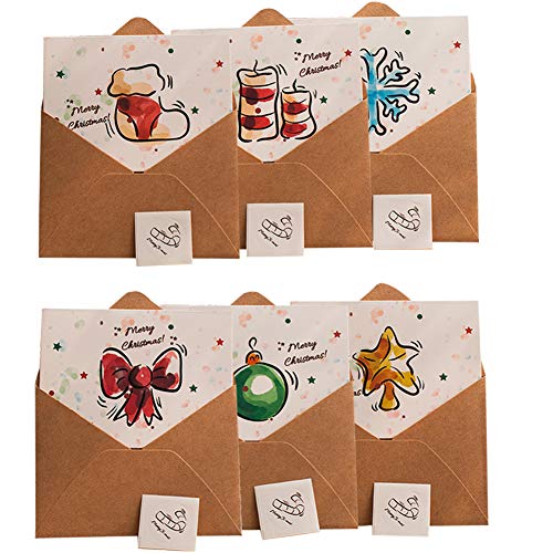 Weihnachtskarten, 24 Karten & Umschläge, Merry Christmas Grußkarten, Großpackung, Urlaubsgrußkarten mit 6 Vintage-Weihnachtsdesigns, 10,7 x 8,5 cm von Pveath