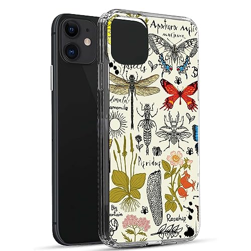 Abstrakte Insekten Kräuter Kunst Hülle Kompatibel mit iPhone 11, Motte Schmetterling Pflanze Hülle für iPhone 11, Coole TPU Bumper Handyhülle Cover von Pvflefkr