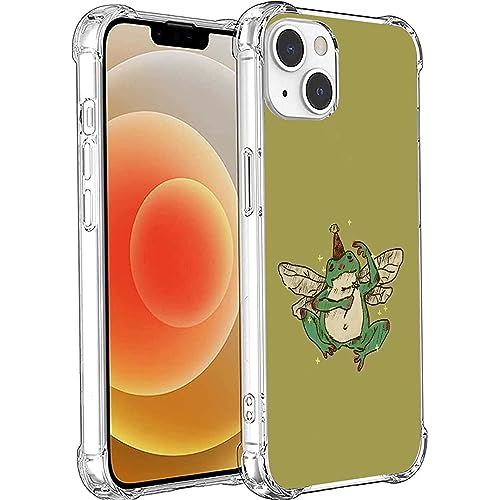 Cute Hippie Fairy Frog Hülle Kompatibel mit iPhone 15, Cottagecore Frosch Ästhetische Hülle für iPhone 15, Coole TPU Bumper Handyhülle Cover von Pvflefkr