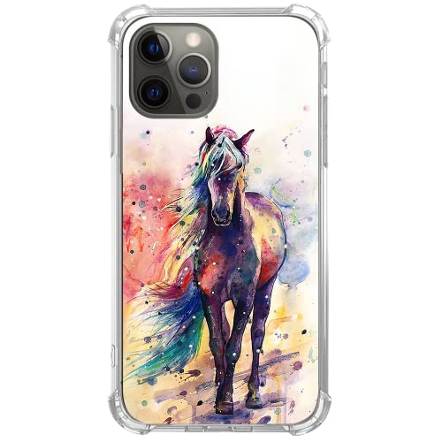 Pvflefkr Aquarell Pferd Kompatibel mit iPhone 15 Pro, Pferde Malerei Hülle für iPhone 15 Pro, Coole TPU Bumper Case Cover von Pvflefkr