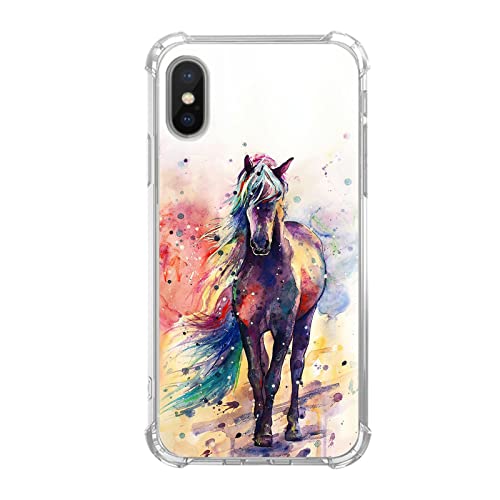 Pvflefkr Aquarell Pferd für iPhone X und iPhone Xs, Pferd Malerei Fall für iPhone X und iPhone Xs, Coole TPU Bumper Case Cover Pvflefkr Aquarell Pferd für iPhone X und iPhone Xs, Pferd Malerei Fall für iPhone X und iPhone Xs, Coole TPU Bumper Case Cover von Pvflefkr