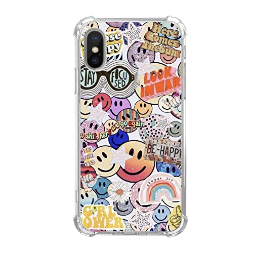 Pvflefkr Smile Face Hülle für iPhone X und iPhone Xs, Hippie Indie Aesthetic Smiling Face Case für iPhone X und iPhone Xs, Coole TPU Bumper Case Cover Pvflefkr Smile Face Hülle für iPhone X und iPhone Xs, Hippie Indie Aesthetic Smiling Face Case für iPhone X und iPhone Xs, Coole TPU Bumper Case Cover von Pvflefkr