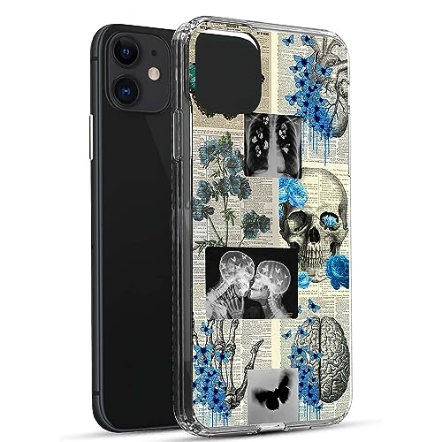 Vintage Ästhetische Anatomie Illustration Hülle Kompatibel mit iPhone 11, Schädel Schmetterling Hülle für iPhone 11, Coole TPU Bumper Handyhülle Cover von Pvflefkr