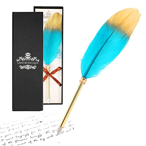 Vintage Federstift Schreibfeder Kalligraphie Feder Tinte Schreibfeder Dip Pen Antike Kalligraphie Stifte Quill Writing Pen Quill Pen Feather Pen, Geburtstag Weihnachten Abschlussgeschenk, Wassergrün von Pwsap