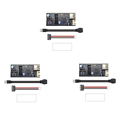 Pyatofly 3 x USB 3.2 Front-Gen1 19-polig auf 19-polig + Typ E (A-Key) Adapter-Erweiterungskarte mit SATA15PIN auf 4-poligem Kabel von Pyatofly