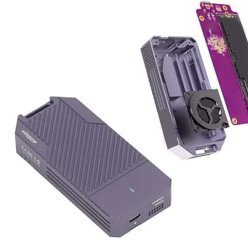 Pyhodi M.2 NVMe SSD-Festplattengehäuse, 40 Gbit/s USB 4.0, Lüfter, Gehäuse aus Aluminiumlegierung, Unterstützt Bis zu 4 TB, M.2 NVMe SSD-Gehäuse, Universelle Kompatibilität für von Pyhodi
