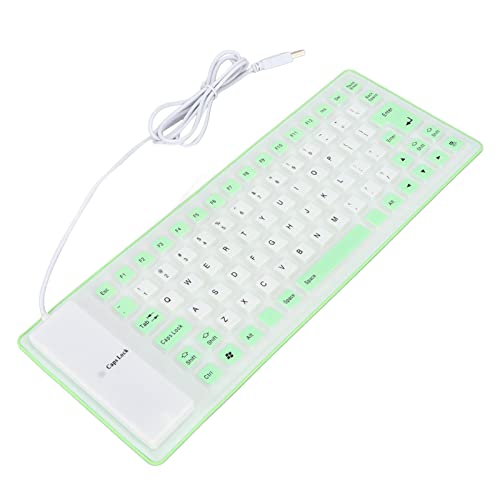 Pyhodi Silikon-Tastatur, Weich und Komfortabel, Vollständig Geschlossenes Design, Faltbare Silikon-Tastatur, USB-Kabel für PC-Laptop (Grün) von Pyhodi