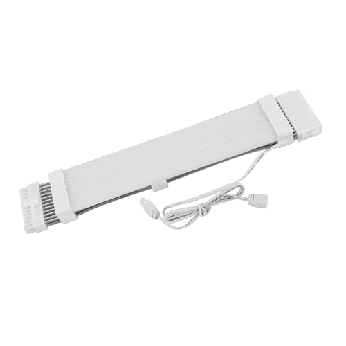 RGB-Stromverlängerungskabel, Adressierbares RGB-Kabel-Set, 18 AWG ARGB-Netzteil-Verlängerungskabel für Desktop-Computer mit 5 V, 3-polig, Kompatibel mit Aura, (24PIN Motherboard von Pyhodi