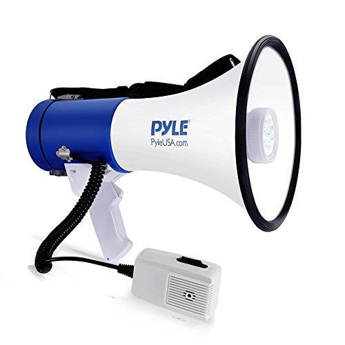 50 Watt Megafon von Pyle - Voice Holder mit integrierter Sirene und LED-Lampe - einstellbare Lautstärke, mit abnehmbarem Mikrofon, batteriebetrieben, für den Aussen- und Innenbereich (PMP51LT) von Pyle