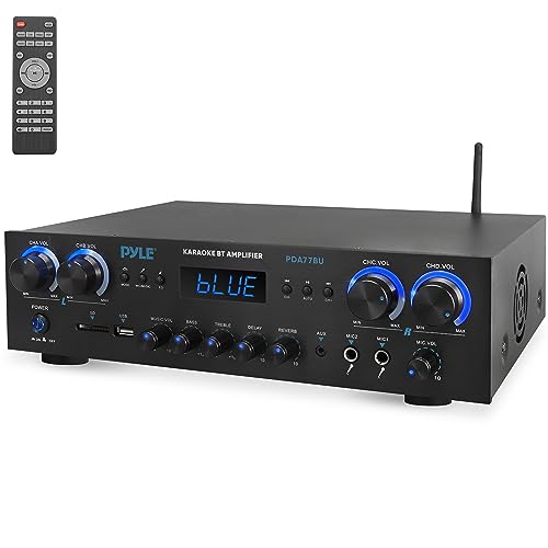 Pyle 800-Watt Heimkino-Verstärker Stereo-Receiver mit Bluetooth-Streaming, unabhängiger Mikrofon-Echo- & Lautstärkeregelung, MP3/USB/SD/AUX/FM-Radio von Pyle