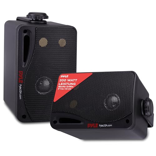 Pyle 3,5" Outdoor Lautsprecher Bluetooth 200W – 3-Wege Stereo-Boxen für Innen & Außen – Aufbaulautsprecher Wasserfest für Terrasse, Garage, Pool & Wohnbereich inkl. Wandhalterung & Netzteil Pyle 3,5" Outdoor Lautsprecher Bluetooth 200W – 3-Wege Stereo-Boxen für Innen & Außen – Aufbaulautsprecher Wasserfest für Terrasse, Garage, Pool & Wohnbereich inkl. Wandhalterung & Netzteil von Pyle