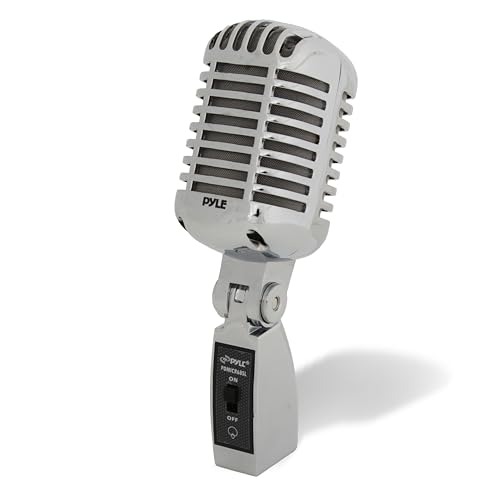 Pyle Dynamisches Mikrofon, Klassisches Retro Vintage Style- Mic, Mikrofon, Gesangmikrofon- mit 4.88m XLR Kabel- Kompatibel mit universellem Ständer, Für Live-Auftritte & Studioaufnahmen, Silber Pyle Dynamisches Mikrofon, Klassisches Retro Vintage Style- Mic, Mikrofon, Gesangmikrofon- mit 4.88m XLR Kabel- Kompatibel mit universellem Ständer, Für Live-Auftritte & Studioaufnahmen, Silber von Pyle