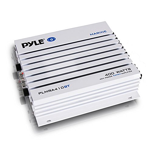 Pyle 2.1 Bluetooth Marine-Verstärker-Empfänger - Wasserdichter 4-Kanal-Audio-Jumperverstärker für Stereolautsprecher mit 400 W Dual-MOSFET-Leistung - PLMRA410BT von Pyle