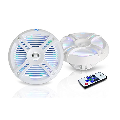 Pyle Outdoor Lautsprecher Boxen– Outdoor Speaker– Outdoor Box Wasserdicht 250 Watt, 2-Wege Lautsprecher Passiv mit LED-Lichtern in Weiß, Aufbaulautsprecher leicht Installierbar mit Magnetstruktur von Pyle
