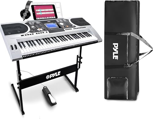 Pyle E Piano Kinder Keyboard & Erwachsene– E-Piano Synthesizer Keyboard, Digitalpiano mit Set, Piano & Keyboard Accessories: Keyboard mit Ständer, Pedal, Keyboards Tasche, Adapter, Keyboard Hocker &Co von Pyle